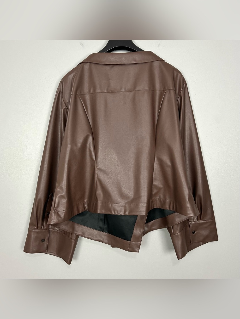 Anthropologie Maeve Faux-Leather Wrap Top Women’s Size 3X Asymmetrical Brown - Picture 6 of 10